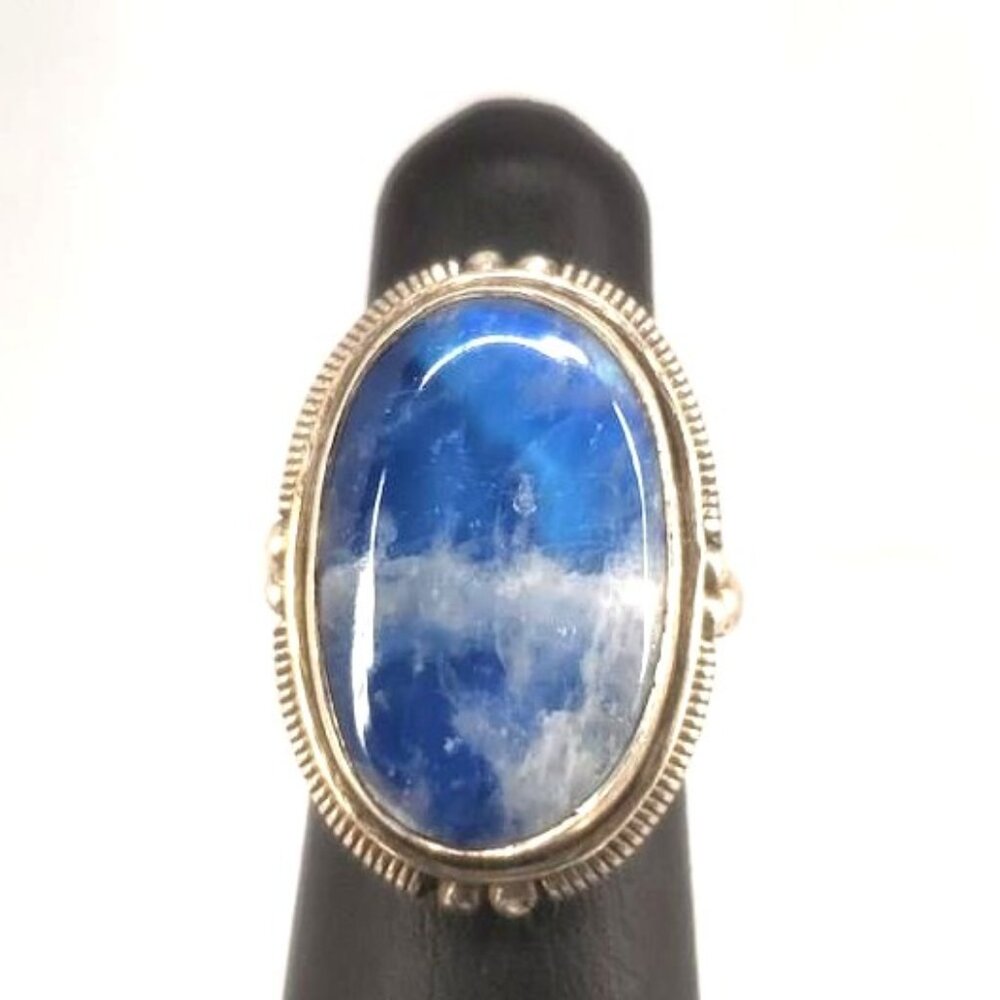 💎 925 Sterling Silver Blue Moonstone Statement Ring (10.14g, Size 5.5) 💎